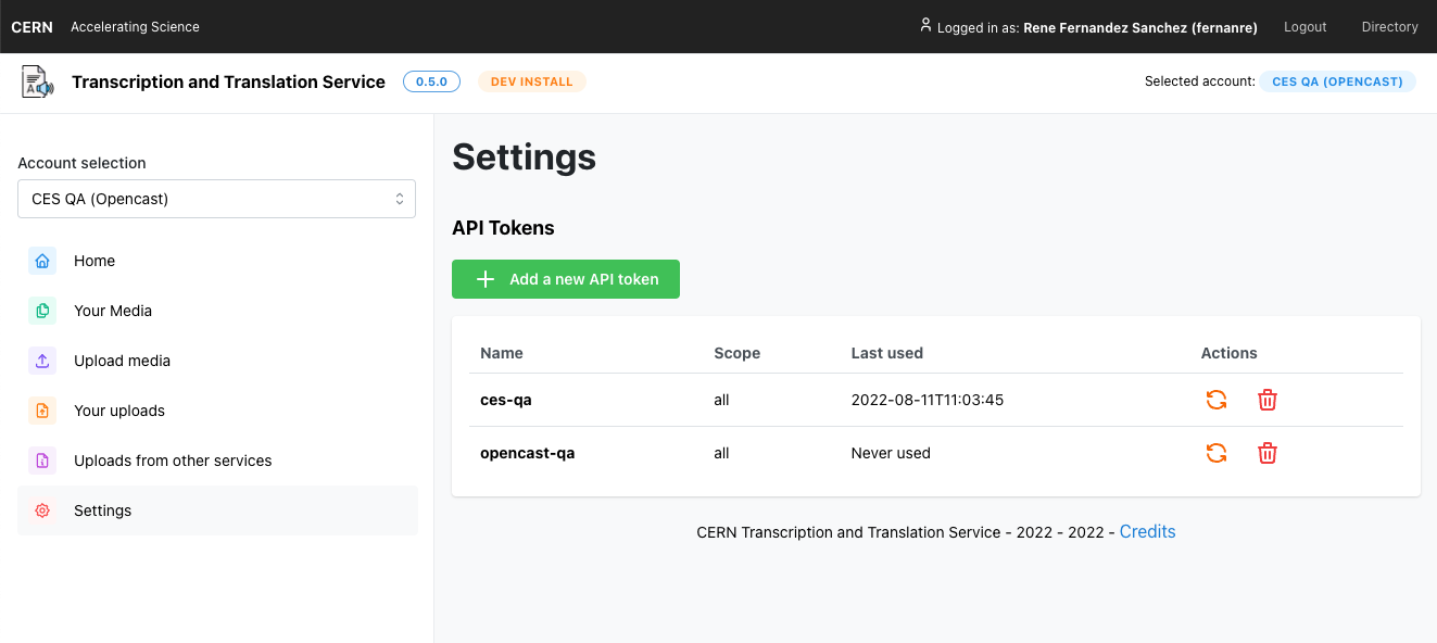 Settings Page