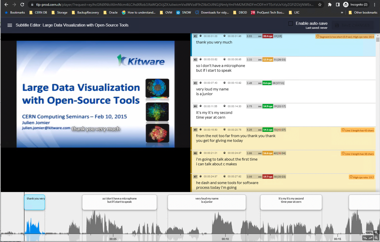 Transcripts editor