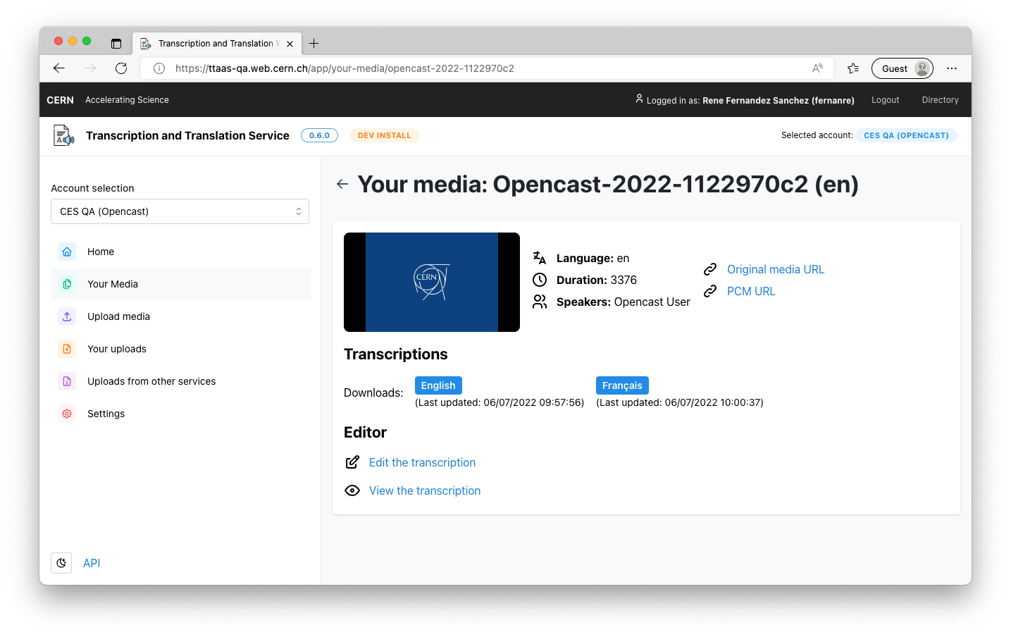 Your media details